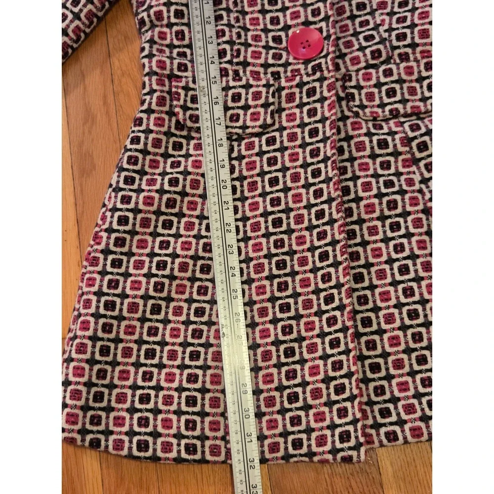 Y2K Bouclé Coat, Pink Tweed, Coquette, Twee, Mod, Retro, Statement Jacket, Sz M - Picture 14 of 15